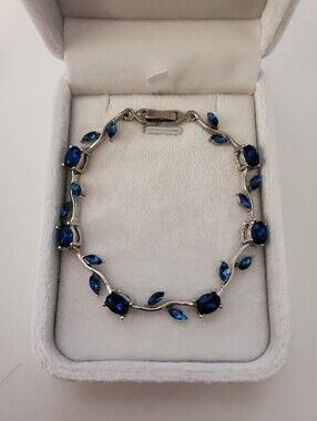 Silver Blue Stone Vine Bracelet